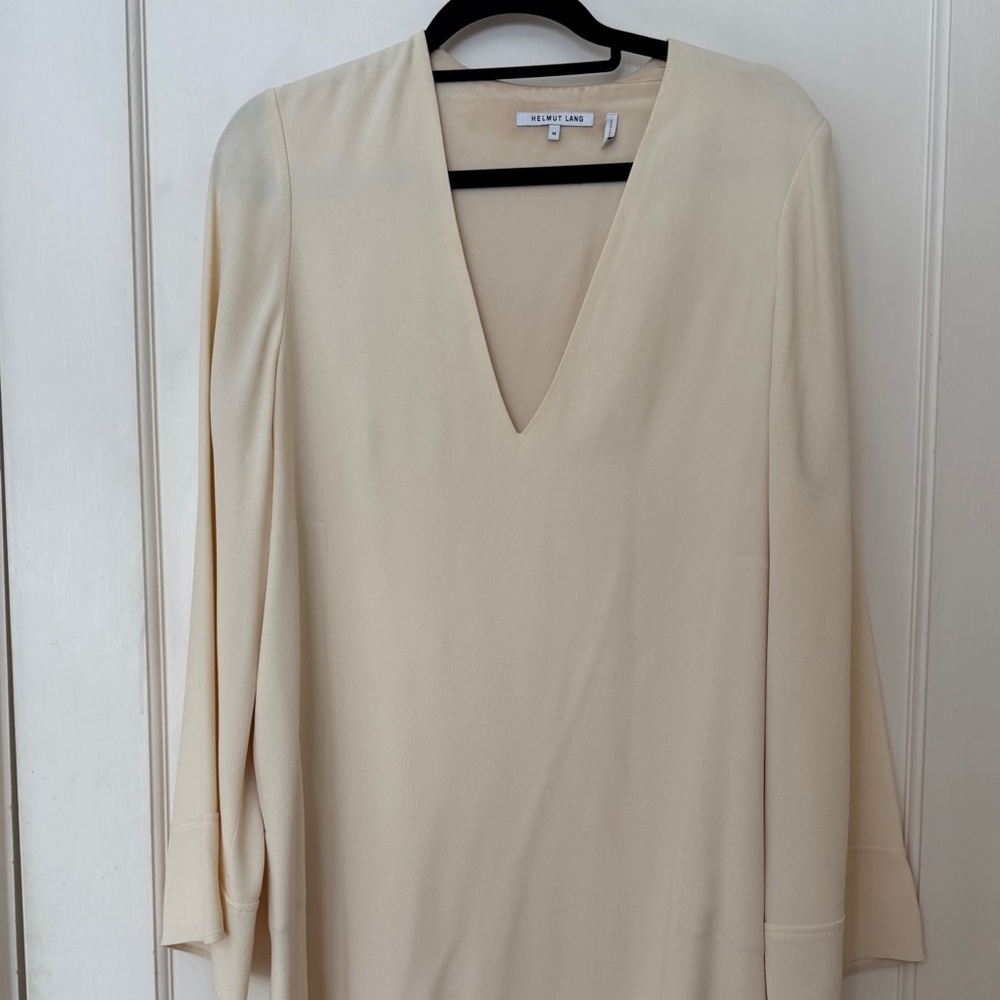 Helmut Lang ivory Long Bell Sleeve shift dress - medium